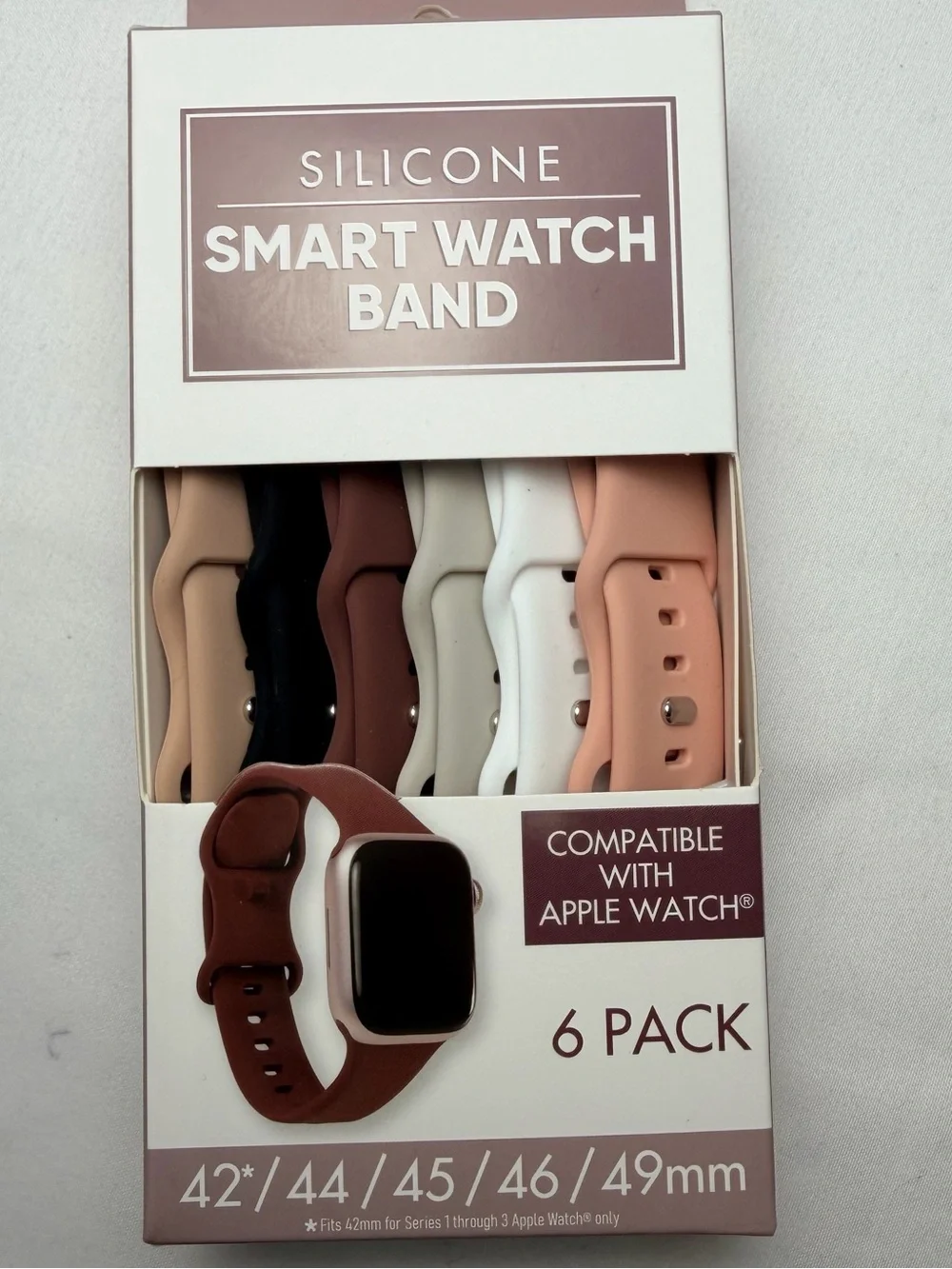6-Pack Silicone Watch Bands for Smartwatches - Multi-Color